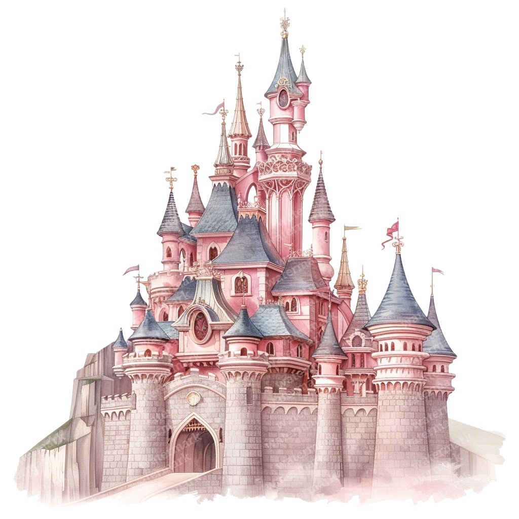 【商用利用可】プリンセス城(水彩フェアリーキャッスル)クリップアート15点セット|高解像度PNG/JPG|ファンタジー・コラージュ・ジャンクジャーナル素材|即ダウンロード