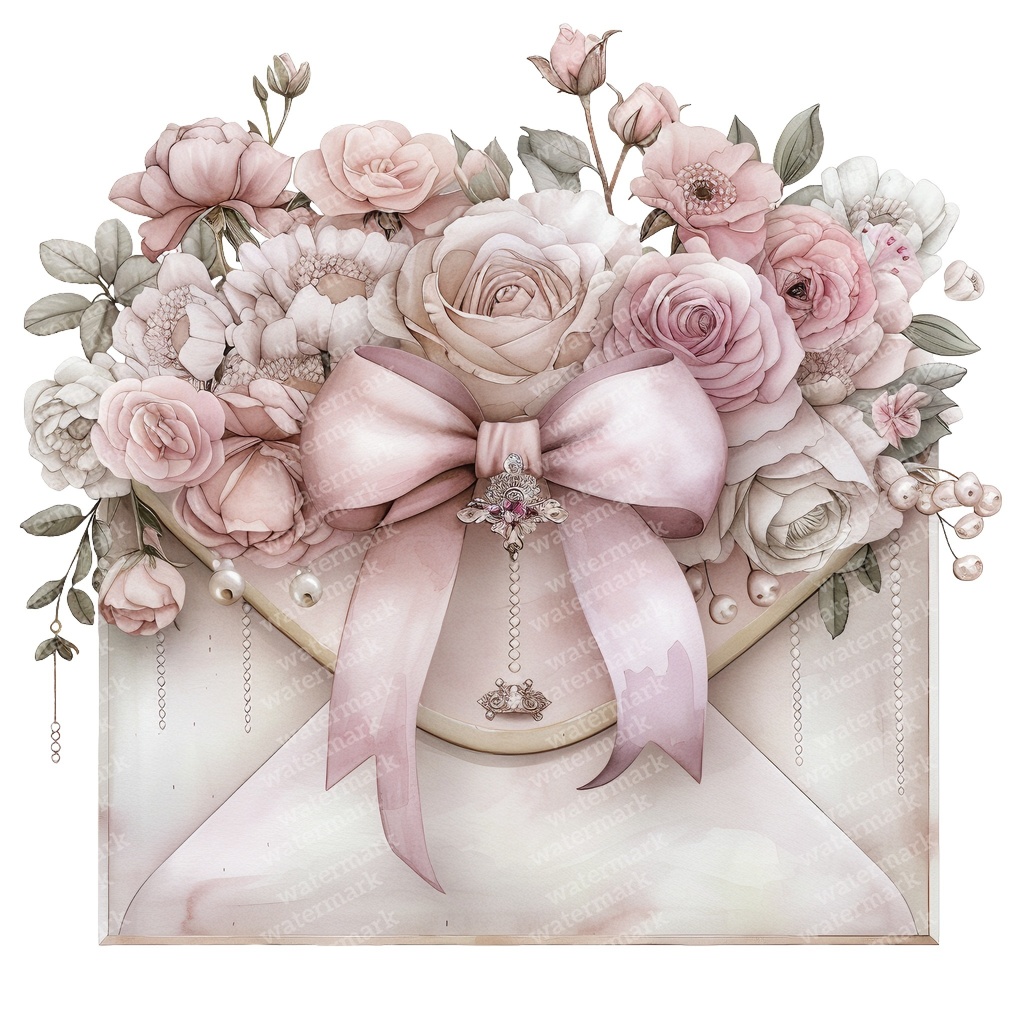 【商用利用可】ヴィンテージ花封筒(水彩フローラルエンベロープ)クリップアート16点セット|高解像度・透過PNG|レター素材・コラージュ・ジャンクジャーナル素材|即ダウンロード