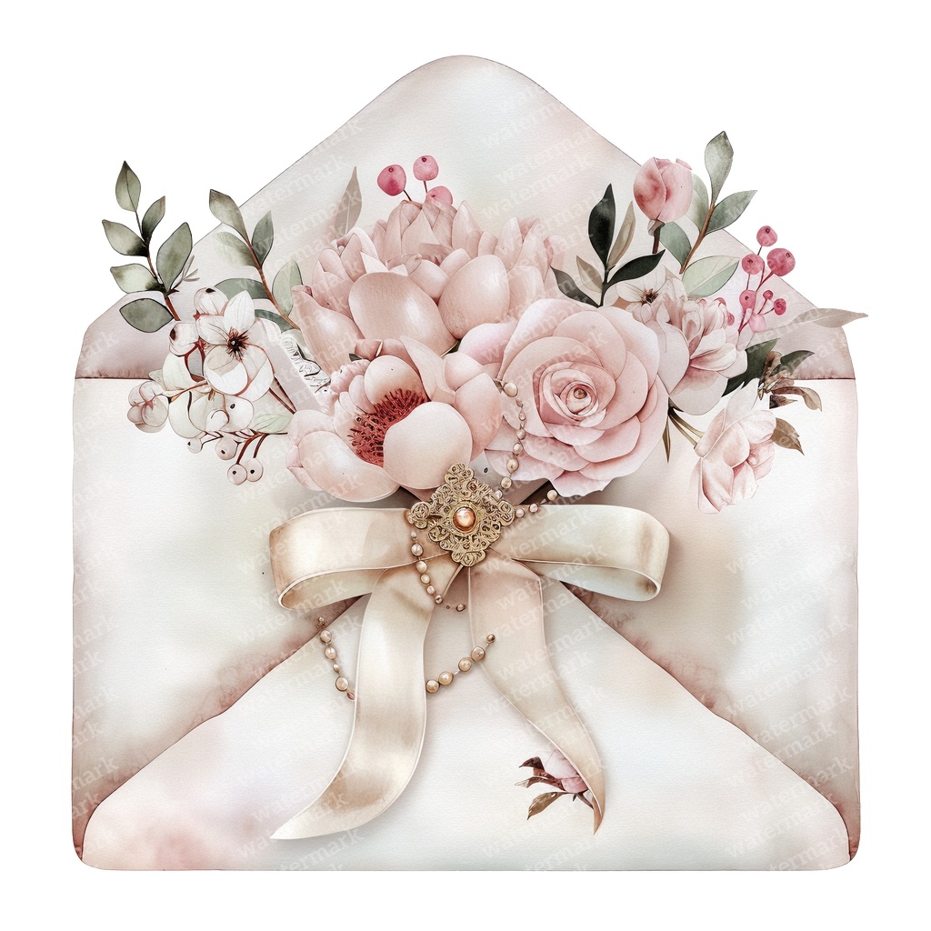 【商用利用可】ヴィンテージ花封筒(水彩フローラルエンベロープ)クリップアート16点セット|高解像度・透過PNG|レター素材・コラージュ・ジャンクジャーナル素材|即ダウンロード