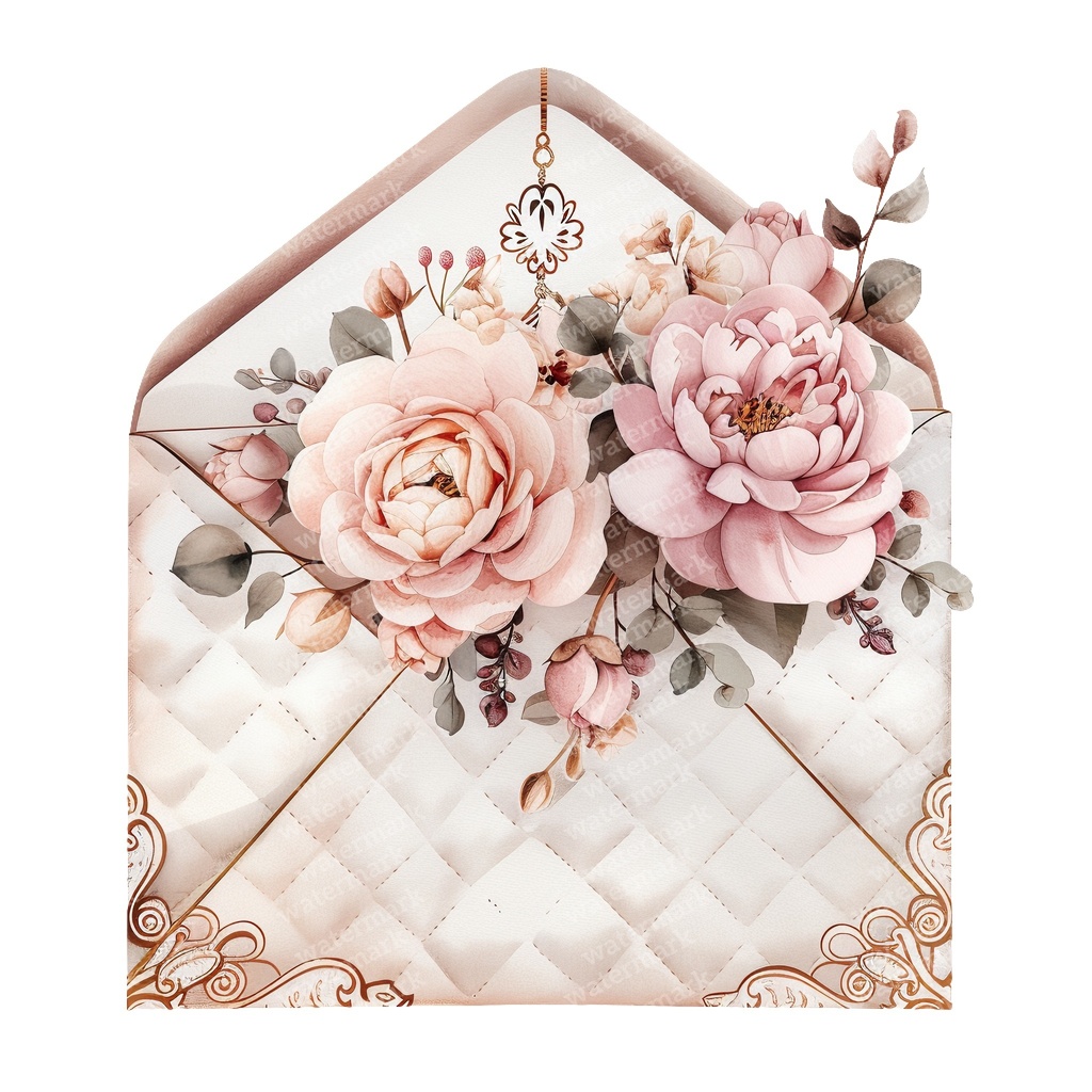 【商用利用可】ヴィンテージ花封筒(水彩フローラルエンベロープ)クリップアート16点セット|高解像度・透過PNG|レター素材・コラージュ・ジャンクジャーナル素材|即ダウンロード