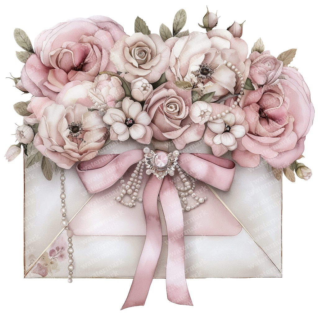 【商用利用可】ヴィンテージ花封筒(水彩フローラルエンベロープ)クリップアート16点セット|高解像度・透過PNG|レター素材・コラージュ・ジャンクジャーナル素材|即ダウンロード