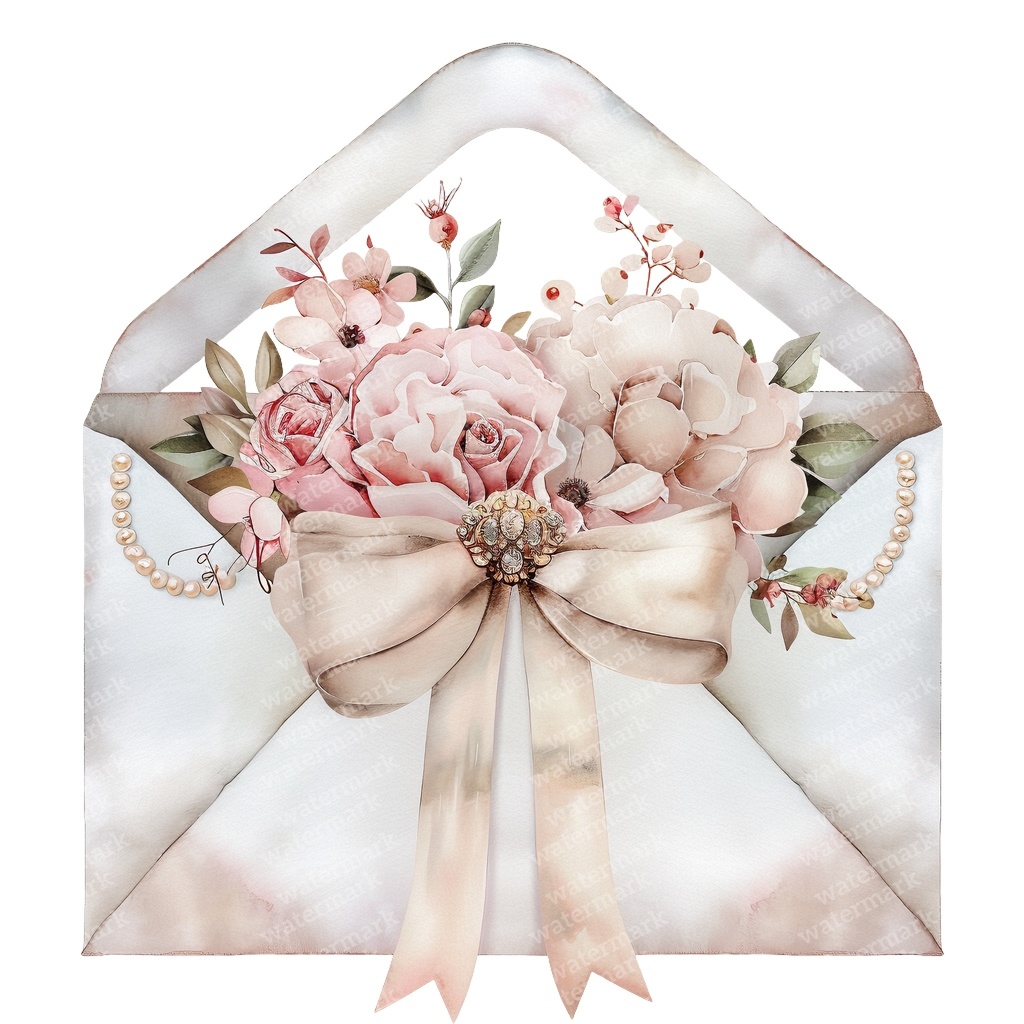 【商用利用可】ヴィンテージ花封筒(水彩フローラルエンベロープ)クリップアート16点セット|高解像度・透過PNG|レター素材・コラージュ・ジャンクジャーナル素材|即ダウンロード