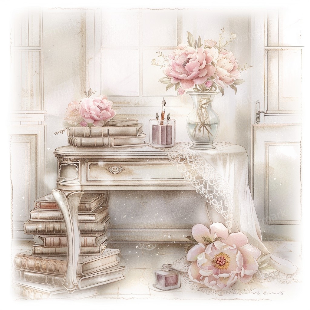 【商用利用可】ヴィンテージ本棚(水彩ブックシェルフ)クリップアート10点セット|高解像度JPG|アンティーク家具・コラージュ・ジャンクジャーナル素材|即ダウンロード