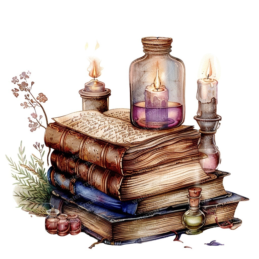 【商用利用可】魔女・ウィッチクラフト(水彩魔法モチーフ)クリップアート20点セット|高解像度・透過PNG|ハロウィン・コラージュ・ジャンクジャーナル素材|即ダウンロード