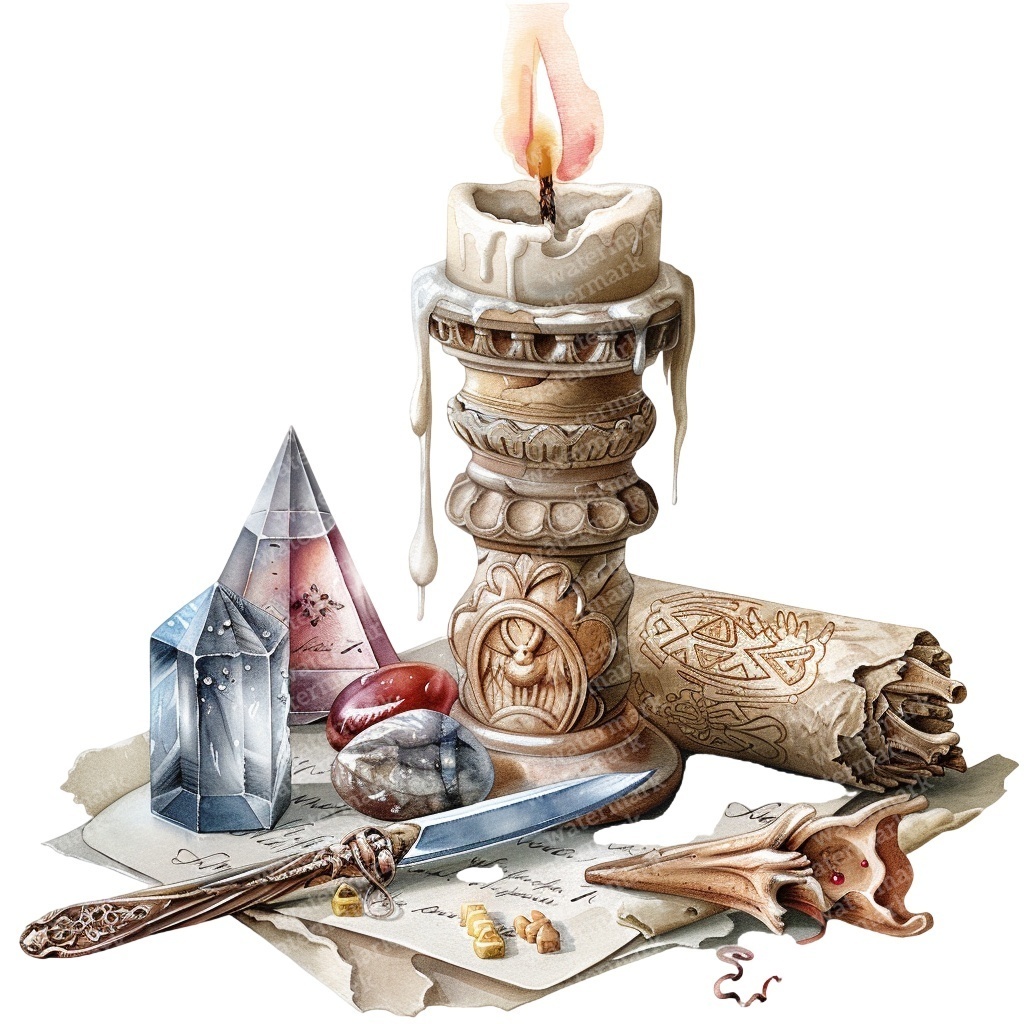 【商用利用可】魔女・ウィッチクラフト(水彩魔法モチーフ)クリップアート20点セット|高解像度・透過PNG|ハロウィン・コラージュ・ジャンクジャーナル素材|即ダウンロード