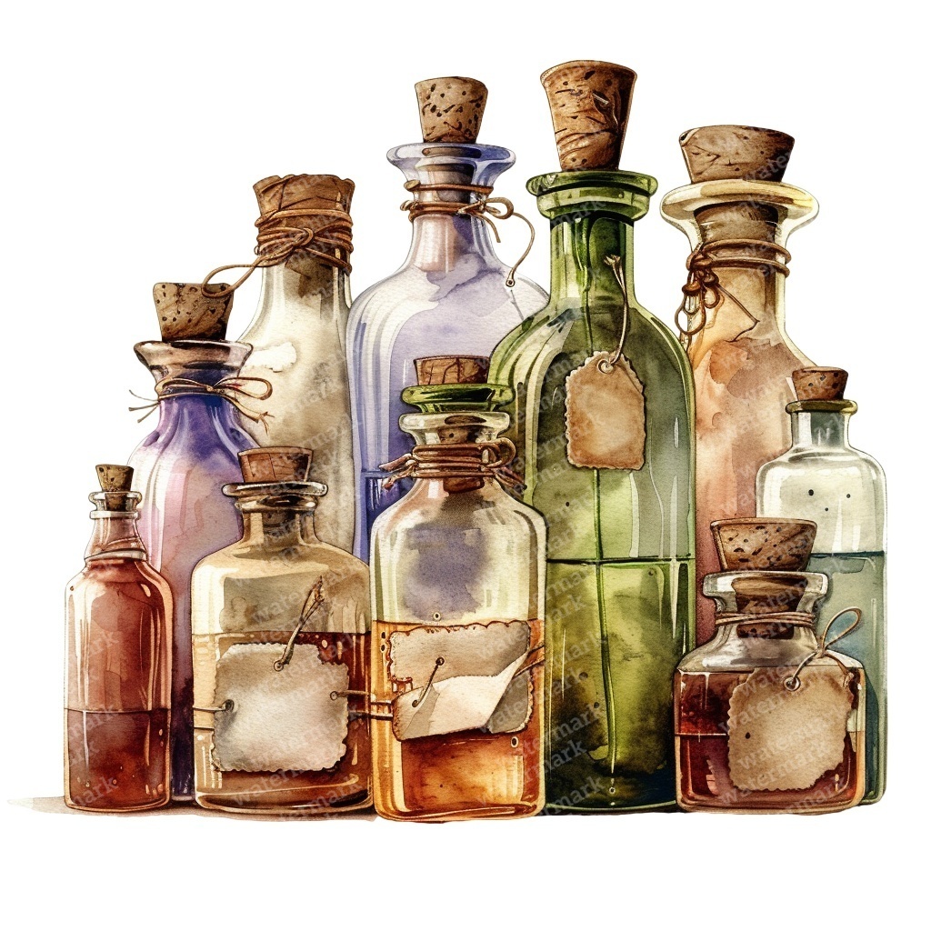 【商用利用可】魔女・ウィッチクラフト(水彩魔法モチーフ)クリップアート20点セット|高解像度・透過PNG|ハロウィン・コラージュ・ジャンクジャーナル素材|即ダウンロード