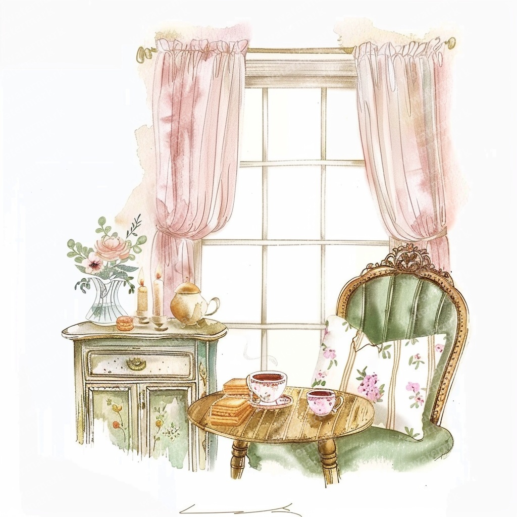 【商用利用可】アフタヌーンティーコーナー(水彩ティータイム)クリップアート18点セット|高解像度JPG|カフェ風インテリア・コラージュ・ジャンクジャーナル素材|即ダウンロード