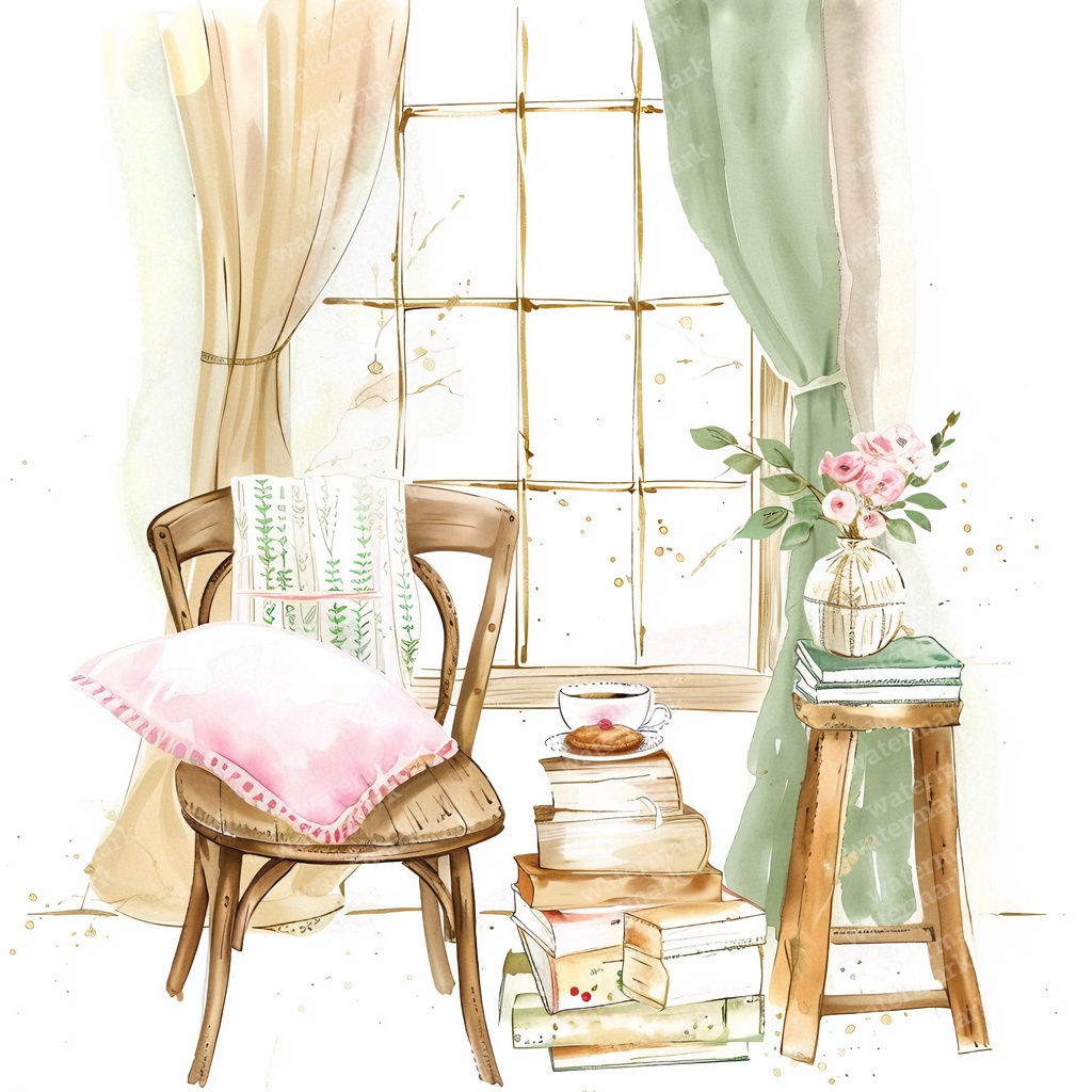 【商用利用可】アフタヌーンティーコーナー(水彩ティータイム)クリップアート18点セット|高解像度JPG|カフェ風インテリア・コラージュ・ジャンクジャーナル素材|即ダウンロード