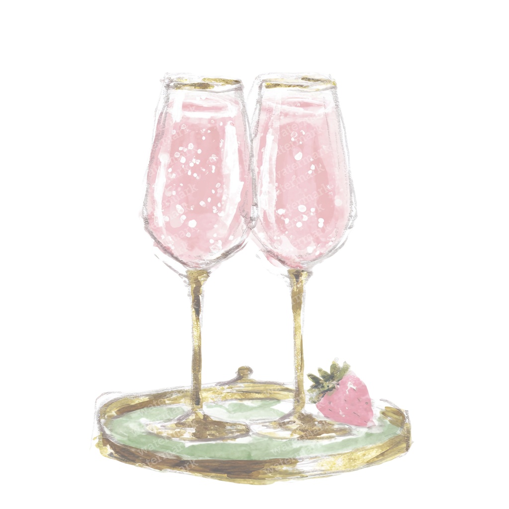 【商用利用可】シャンパンボトル&グラス(水彩シャンパンセット)クリップアート12点セット|高解像度・透過PNG|パーティー・お祝い・コラージュ・ジャンクジャーナル素材|即ダウンロード