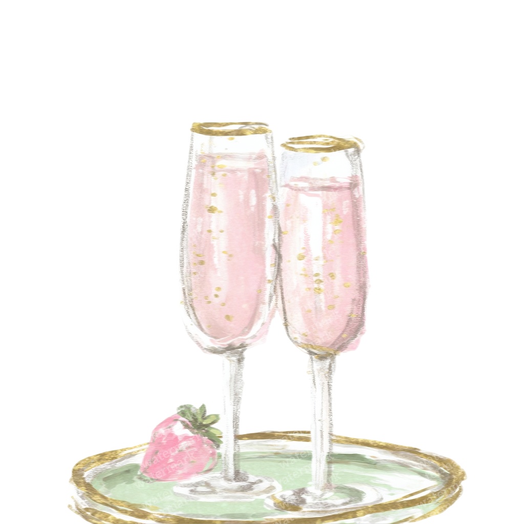 【商用利用可】シャンパンボトル&グラス(水彩シャンパンセット)クリップアート12点セット|高解像度・透過PNG|パーティー・お祝い・コラージュ・ジャンクジャーナル素材|即ダウンロード