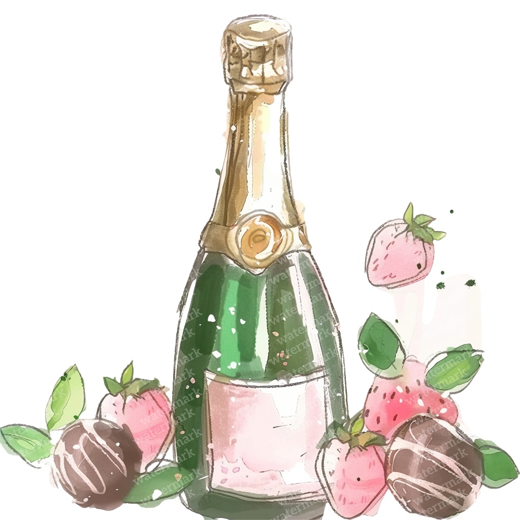 【商用利用可】シャンパンボトル&グラス(水彩シャンパンセット)クリップアート12点セット|高解像度・透過PNG|パーティー・お祝い・コラージュ・ジャンクジャーナル素材|即ダウンロード