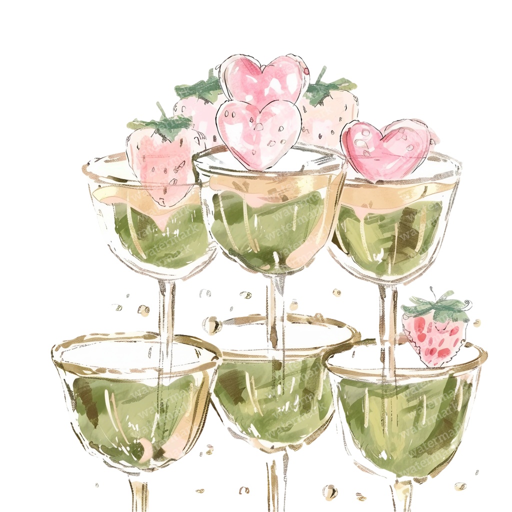 【商用利用可】シャンパンボトル&グラス(水彩シャンパンセット)クリップアート12点セット|高解像度・透過PNG|パーティー・お祝い・コラージュ・ジャンクジャーナル素材|即ダウンロード