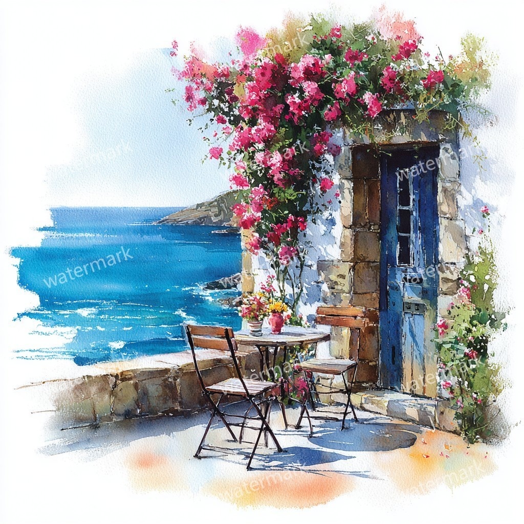 【商用利用可】海辺のコテージ(水彩シーサイドハウス)クリップアート20点セット|高解像度JPG|海の風景・ナチュラルカントリー|コラージュ・ジャンクジャーナル素材|即ダウンロード