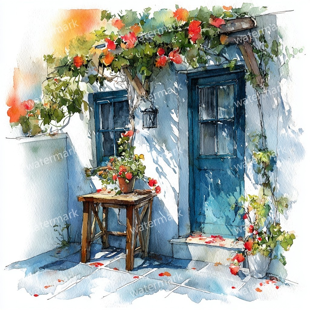 【商用利用可】海辺のコテージ(水彩シーサイドハウス)クリップアート20点セット|高解像度JPG|海の風景・ナチュラルカントリー|コラージュ・ジャンクジャーナル素材|即ダウンロード