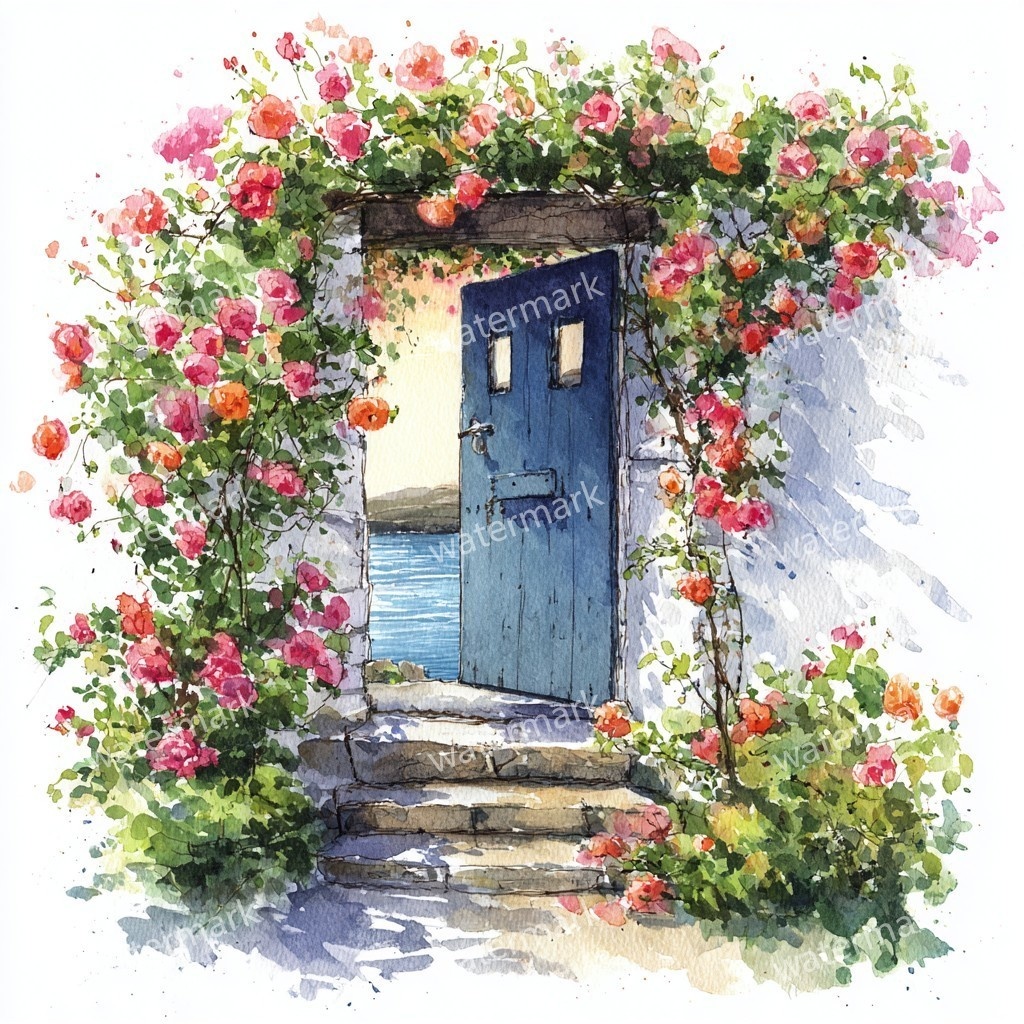 【商用利用可】海辺のコテージ(水彩シーサイドハウス)クリップアート20点セット|高解像度JPG|海の風景・ナチュラルカントリー|コラージュ・ジャンクジャーナル素材|即ダウンロード