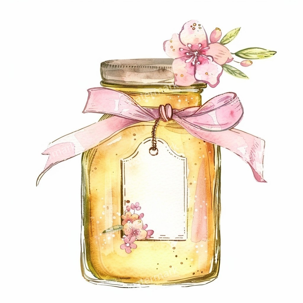 【商用利用可】ガラスの蜂蜜(水彩ハニージャー)クリップアート15点セット|高解像度PNG/JPG|はちみつ瓶・ナチュラル素材|コラージュ・ジャンクジャーナル・手帳シール|即ダウンロード