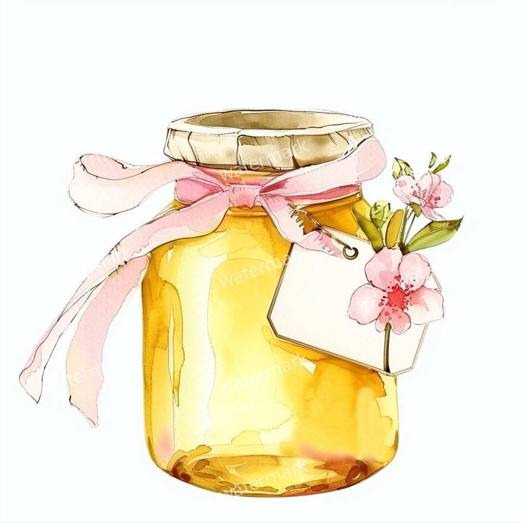 【商用利用可】ガラスの蜂蜜(水彩ハニージャー)クリップアート15点セット|高解像度PNG/JPG|はちみつ瓶・ナチュラル素材|コラージュ・ジャンクジャーナル・手帳シール|即ダウンロード