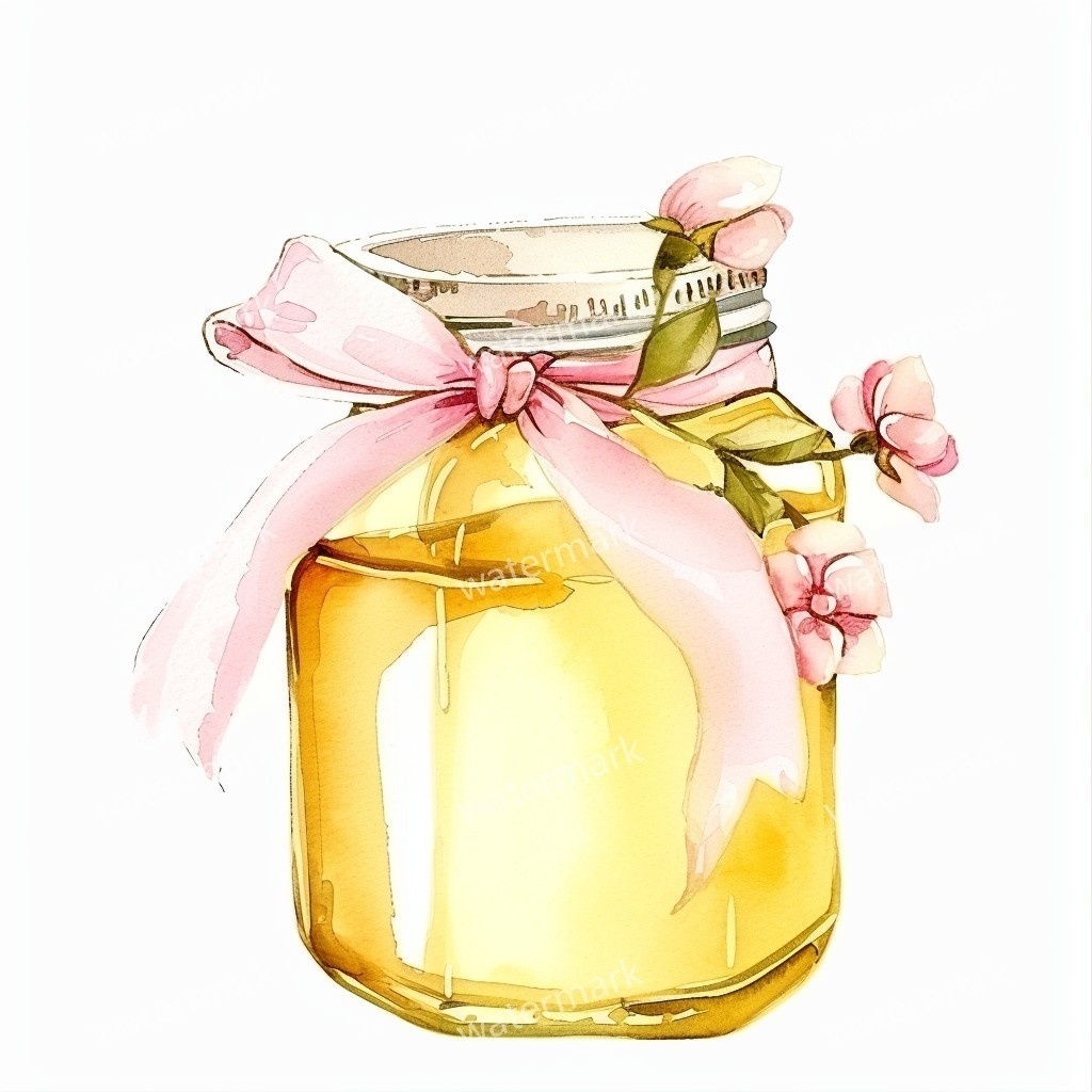 【商用利用可】ガラスの蜂蜜(水彩ハニージャー)クリップアート15点セット|高解像度PNG/JPG|はちみつ瓶・ナチュラル素材|コラージュ・ジャンクジャーナル・手帳シール|即ダウンロード