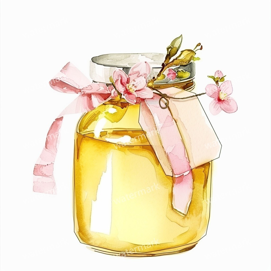 【商用利用可】ガラスの蜂蜜(水彩ハニージャー)クリップアート15点セット|高解像度PNG/JPG|はちみつ瓶・ナチュラル素材|コラージュ・ジャンクジャーナル・手帳シール|即ダウンロード