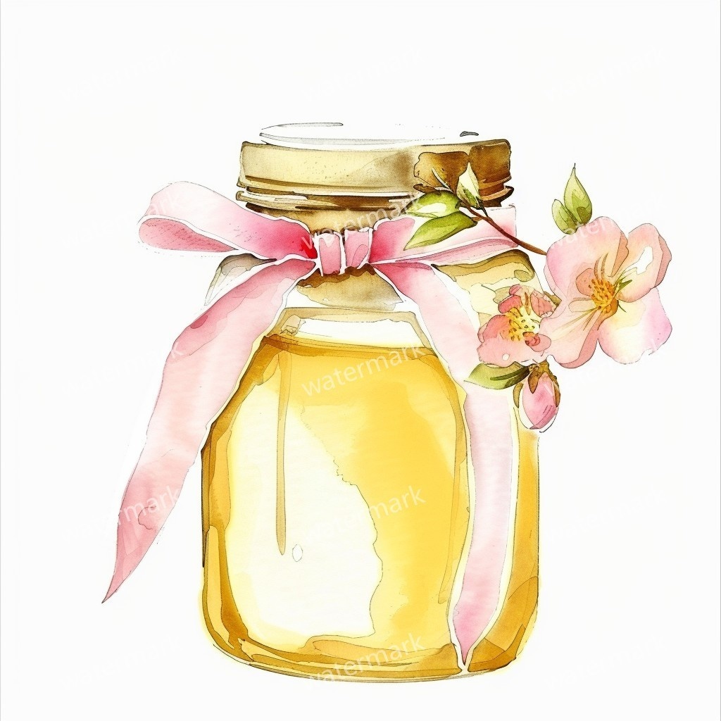 【商用利用可】ガラスの蜂蜜(水彩ハニージャー)クリップアート15点セット|高解像度PNG/JPG|はちみつ瓶・ナチュラル素材|コラージュ・ジャンクジャーナル・手帳シール|即ダウンロード