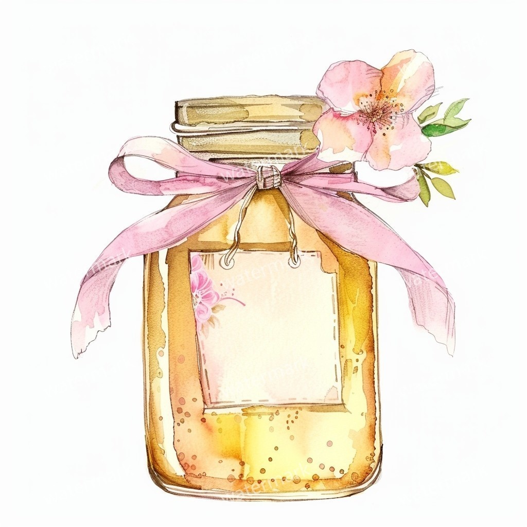 【商用利用可】ガラスの蜂蜜(水彩ハニージャー)クリップアート15点セット|高解像度PNG/JPG|はちみつ瓶・ナチュラル素材|コラージュ・ジャンクジャーナル・手帳シール|即ダウンロード