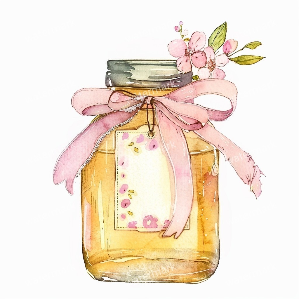 【商用利用可】ガラスの蜂蜜(水彩ハニージャー)クリップアート15点セット|高解像度PNG/JPG|はちみつ瓶・ナチュラル素材|コラージュ・ジャンクジャーナル・手帳シール|即ダウンロード