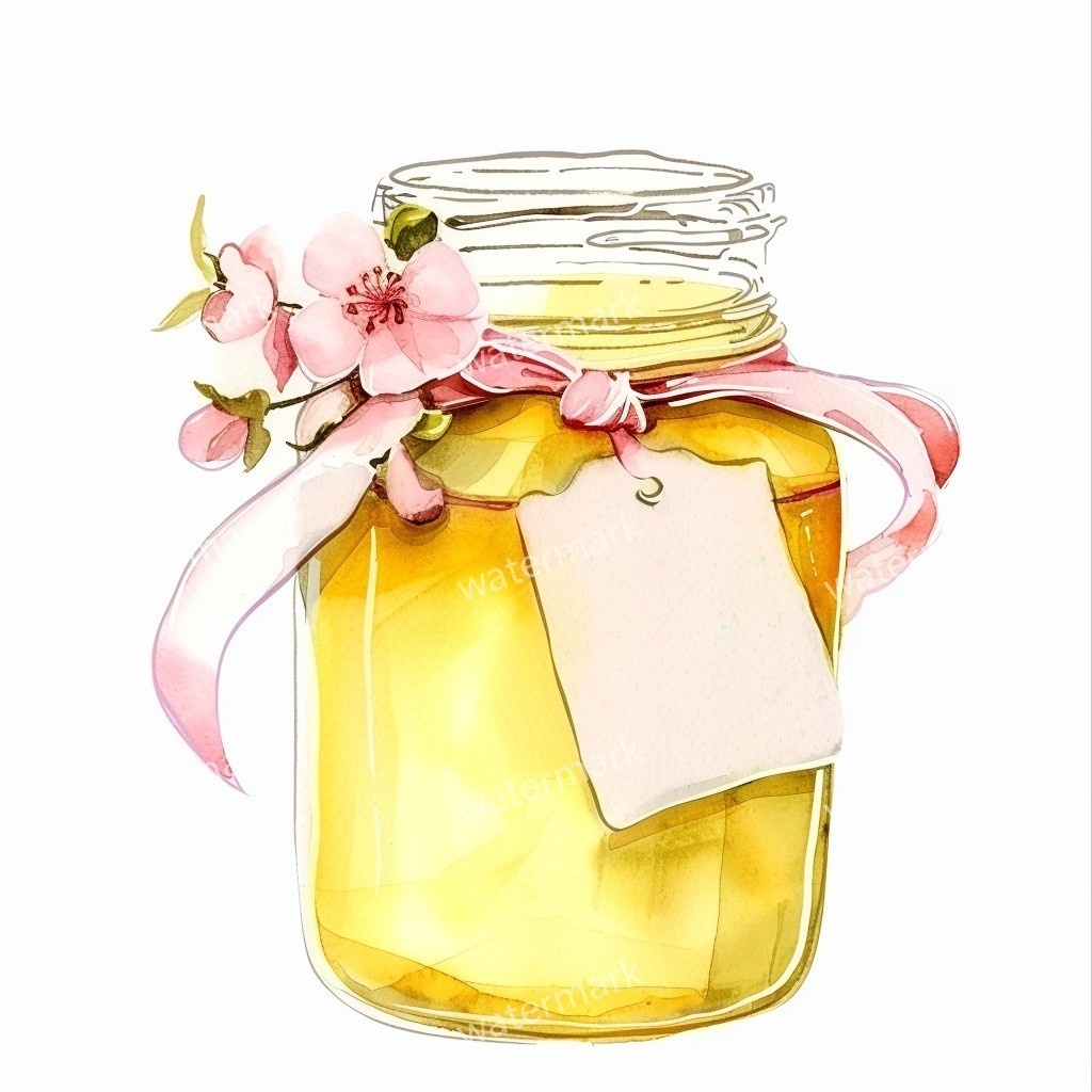 【商用利用可】ガラスの蜂蜜(水彩ハニージャー)クリップアート15点セット|高解像度PNG/JPG|はちみつ瓶・ナチュラル素材|コラージュ・ジャンクジャーナル・手帳シール|即ダウンロード