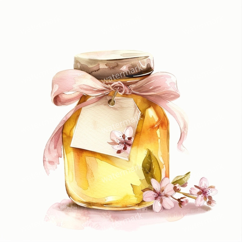 【商用利用可】ガラスの蜂蜜(水彩ハニージャー)クリップアート15点セット|高解像度PNG/JPG|はちみつ瓶・ナチュラル素材|コラージュ・ジャンクジャーナル・手帳シール|即ダウンロード