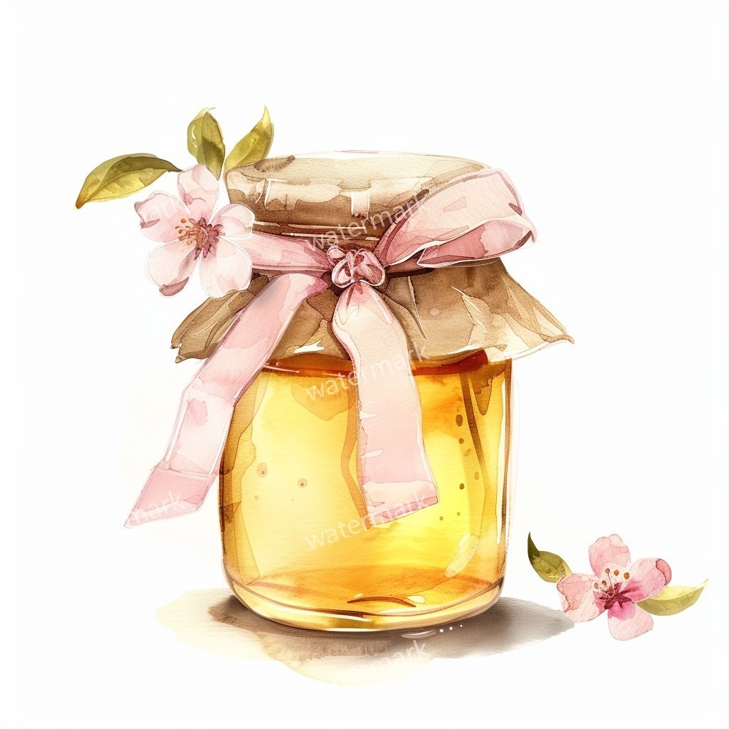 【商用利用可】ガラスの蜂蜜(水彩ハニージャー)クリップアート15点セット|高解像度PNG/JPG|はちみつ瓶・ナチュラル素材|コラージュ・ジャンクジャーナル・手帳シール|即ダウンロード