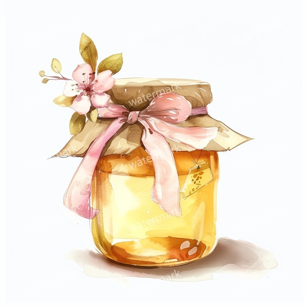 【商用利用可】ガラスの蜂蜜(水彩ハニージャー)クリップアート15点セット|高解像度PNG/JPG|はちみつ瓶・ナチュラル素材|コラージュ・ジャンクジャーナル・手帳シール|即ダウンロード