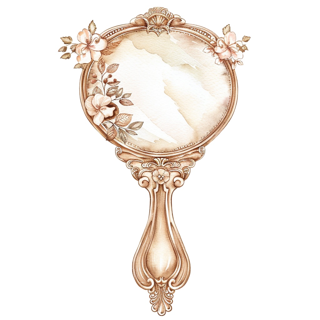 【商用利用可】ハンドミラー(水彩手鏡)クリップアート17点セット|高解像度・透過PNG|ヴィンテージミラー・コスメ雑貨|コラージュ・ジャンクジャーナル・手帳シール素材|即ダウンロード