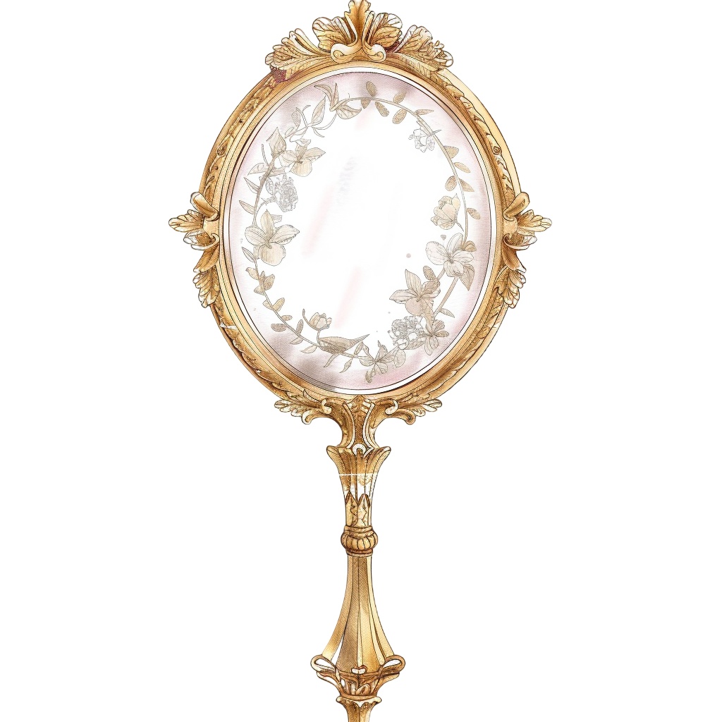 【商用利用可】ハンドミラー（水彩手鏡）クリップアート17点セット｜高解像度・透過PNG｜ヴィンテージミラー・コスメ雑貨｜コラージュ・ジャンクジャーナル・手帳シール素材｜即ダウンロード