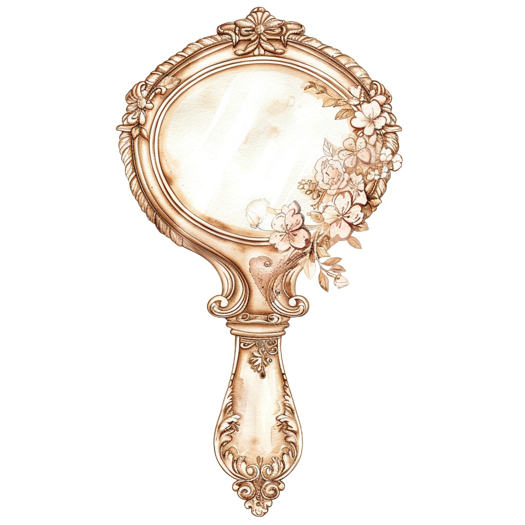 【商用利用可】ハンドミラー(水彩手鏡)クリップアート17点セット|高解像度・透過PNG|ヴィンテージミラー・コスメ雑貨|コラージュ・ジャンクジャーナル・手帳シール素材|即ダウンロード