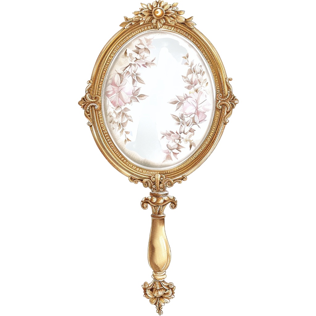 【商用利用可】ハンドミラー(水彩手鏡)クリップアート17点セット|高解像度・透過PNG|ヴィンテージミラー・コスメ雑貨|コラージュ・ジャンクジャーナル・手帳シール素材|即ダウンロード