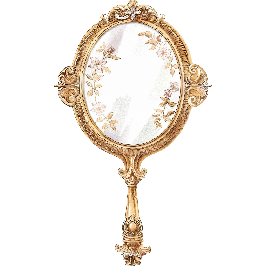 【商用利用可】ハンドミラー(水彩手鏡)クリップアート17点セット|高解像度・透過PNG|ヴィンテージミラー・コスメ雑貨|コラージュ・ジャンクジャーナル・手帳シール素材|即ダウンロード