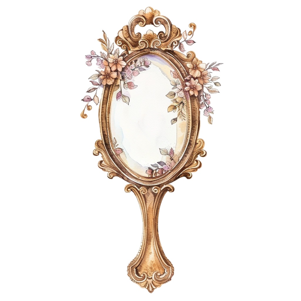 【商用利用可】ハンドミラー(水彩手鏡)クリップアート17点セット|高解像度・透過PNG|ヴィンテージミラー・コスメ雑貨|コラージュ・ジャンクジャーナル・手帳シール素材|即ダウンロード