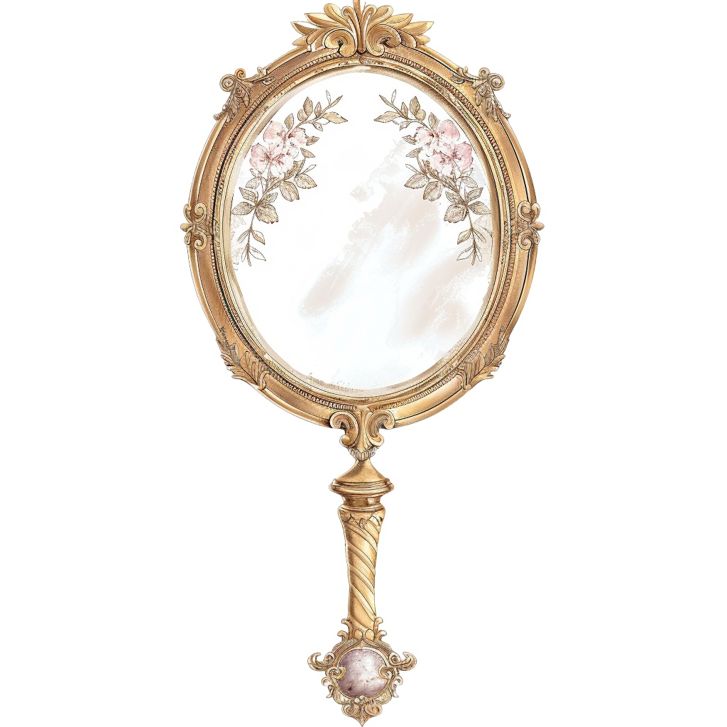 【商用利用可】ハンドミラー(水彩手鏡)クリップアート17点セット|高解像度・透過PNG|ヴィンテージミラー・コスメ雑貨|コラージュ・ジャンクジャーナル・手帳シール素材|即ダウンロード