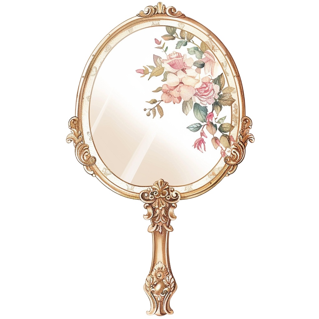 【商用利用可】ハンドミラー(水彩手鏡)クリップアート17点セット|高解像度・透過PNG|ヴィンテージミラー・コスメ雑貨|コラージュ・ジャンクジャーナル・手帳シール素材|即ダウンロード