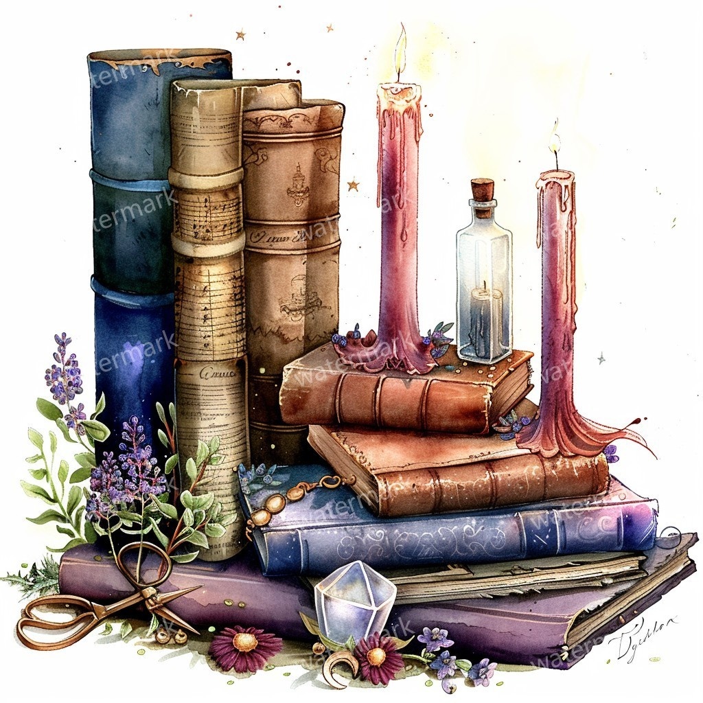 【商用利用可】ヴィンテージ洋書(水彩アンティークブック)クリップアート12点セット|高解像度・透過PNG|古書・レトロ素材|コラージュ・ジャンクジャーナル素材|即ダウンロード