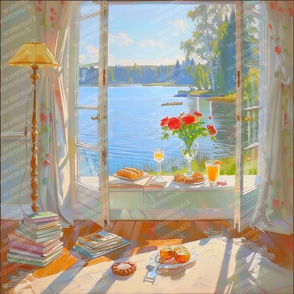 【商用利用可】窓からの景色(水彩ウィンドウビュー)クリップアート20点セット|高解像度JPG|風景・インテリア・コラージュ・ジャンクジャーナル・手帳シール素材|即ダウンロード