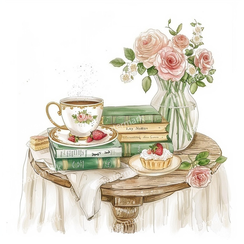 10 Afternoon Tea Corner Clipart, High Quality PNGs, Printable Clipart, Digital download Paper craft, Junk Journals Planner Stickers