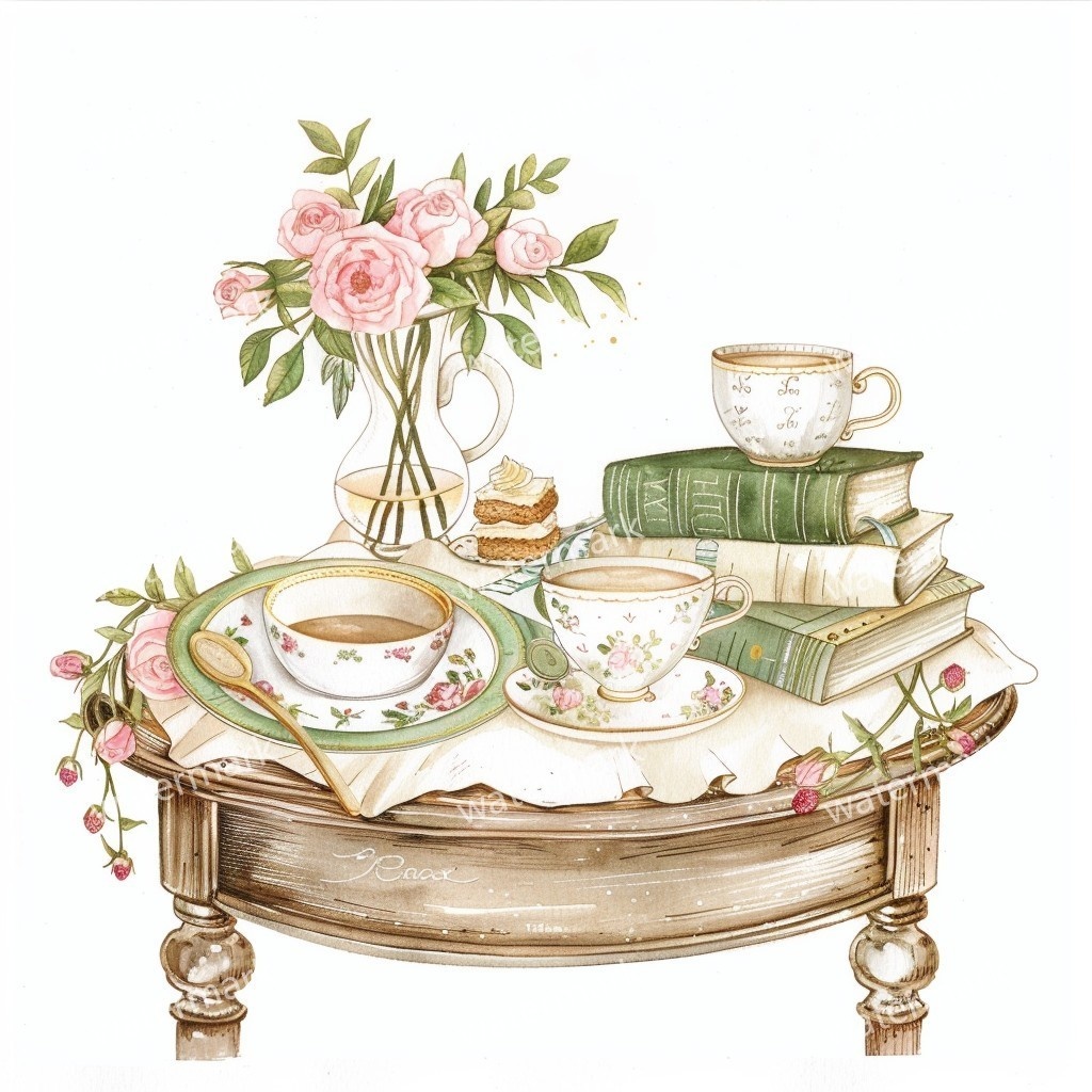 10 Afternoon Tea Corner Clipart, High Quality PNGs, Printable Clipart, Digital download Paper craft, Junk Journals Planner Stickers