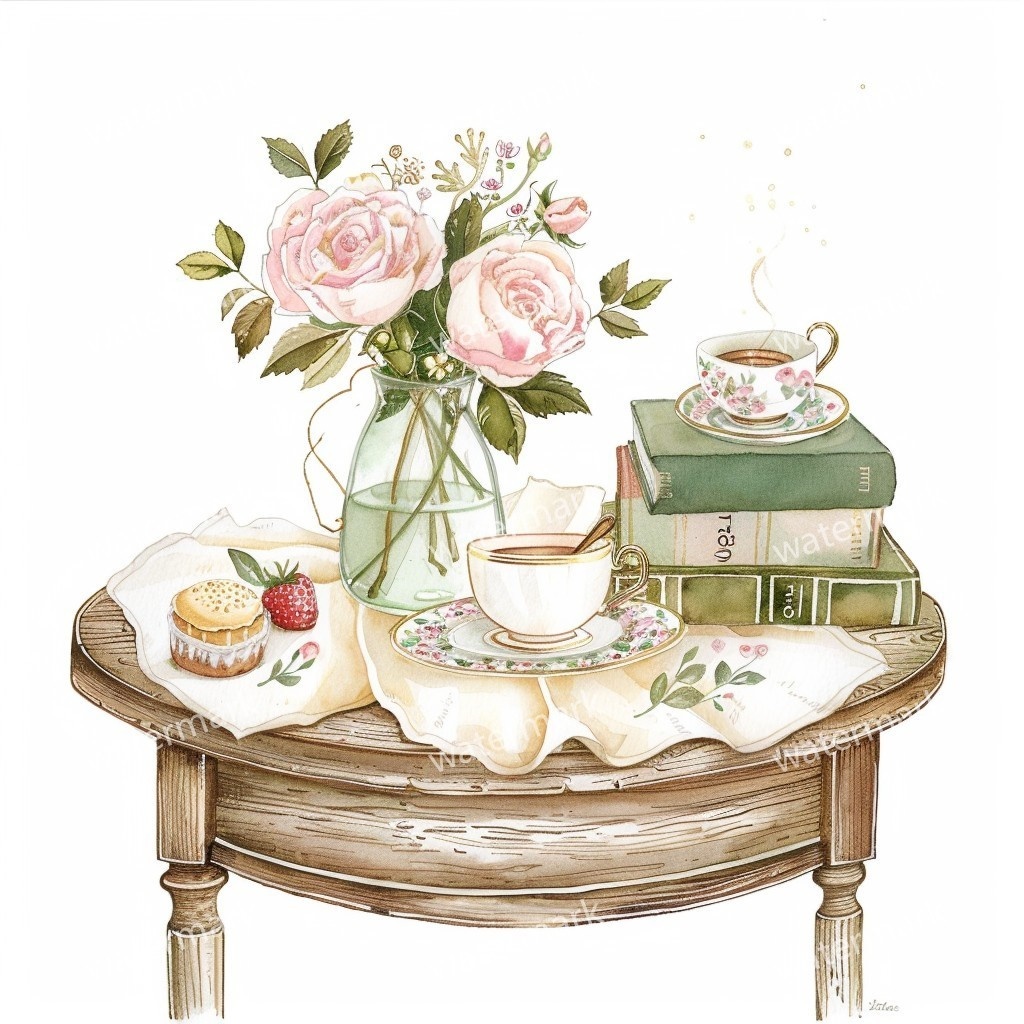 10 Afternoon Tea Corner Clipart, High Quality PNGs, Printable Clipart, Digital download Paper craft, Junk Journals Planner Stickers