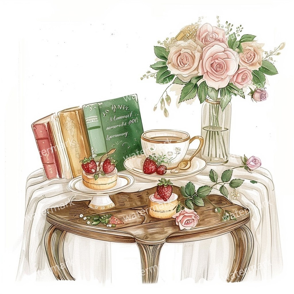 10 Afternoon Tea Corner Clipart, High Quality PNGs, Printable Clipart, Digital download Paper craft, Junk Journals Planner Stickers