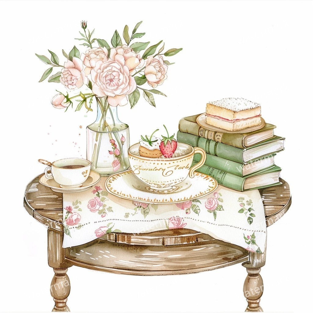 10 Afternoon Tea Corner Clipart, High Quality PNGs, Printable Clipart, Digital download Paper craft, Junk Journals Planner Stickers