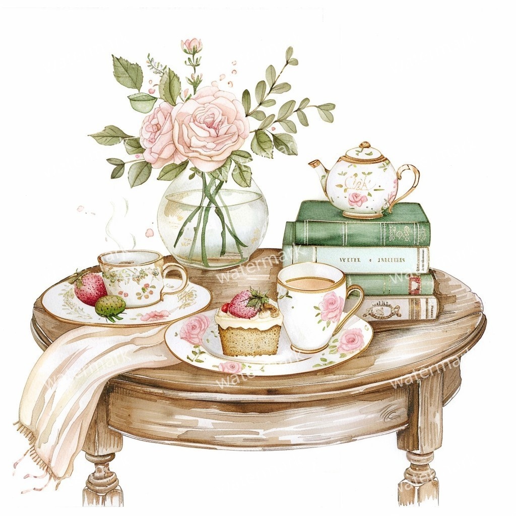 10 Afternoon Tea Corner Clipart, High Quality PNGs, Printable Clipart, Digital download Paper craft, Junk Journals Planner Stickers