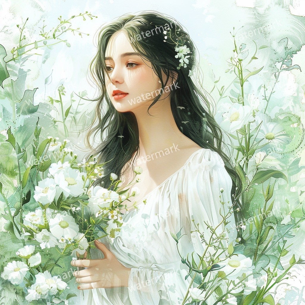 【商用利用可】美しい女性（水彩ガールイラスト）クリップアート17点セット｜高解像度JPG｜ファッション・ポートレート・コラージュ・ジャンクジャーナル素材｜即ダウンロード