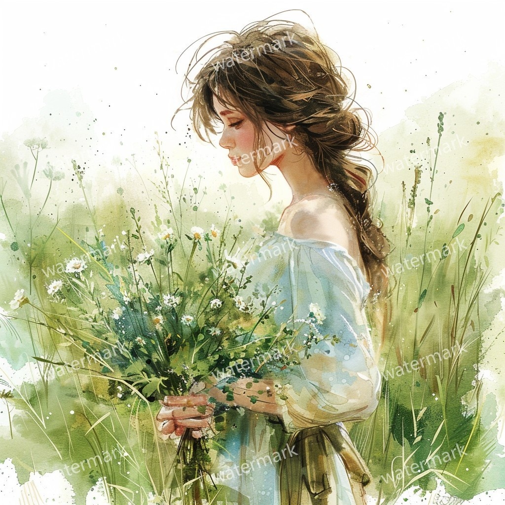 【商用利用可】美しい女性(水彩ガールイラスト)クリップアート17点セット|高解像度JPG|ファッション・ポートレート・コラージュ・ジャンクジャーナル素材|即ダウンロード