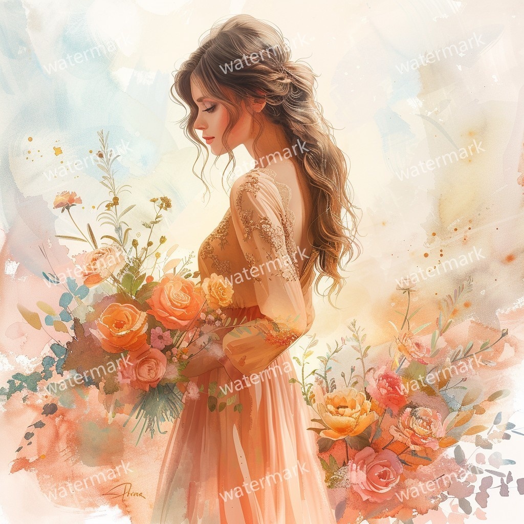 【商用利用可】美しい女性(水彩ガールイラスト)クリップアート17点セット|高解像度JPG|ファッション・ポートレート・コラージュ・ジャンクジャーナル素材|即ダウンロード