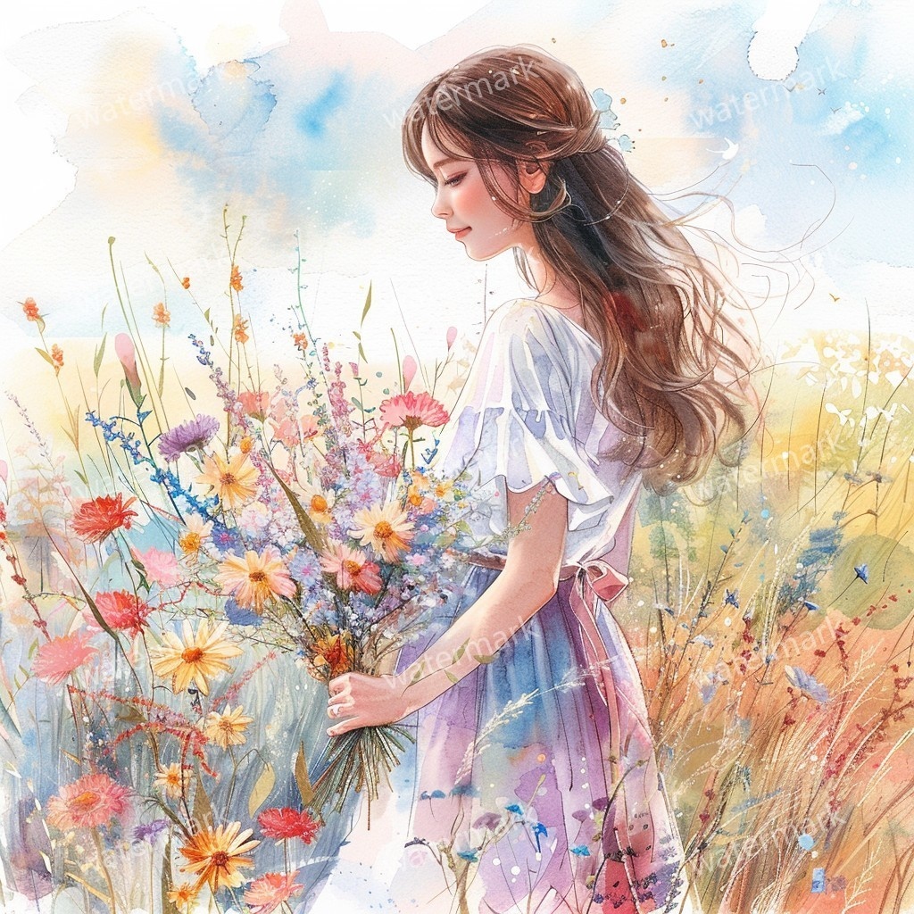 【商用利用可】美しい女性(水彩ガールイラスト)クリップアート10点セット|高解像度JPG|ファッション・ポートレート・コラージュ・ジャンクジャーナル素材|即ダウンロード